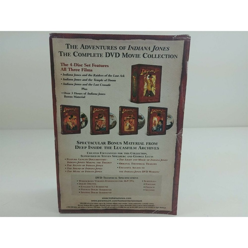 Indiana Jones Complete Collection 4 DVD Box Set Widescreen - Picture 3 of 10